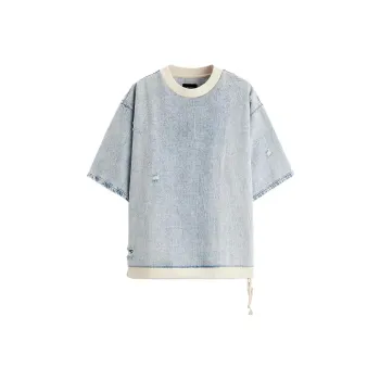 ZARA Drop Shoulder Sleeve T-Shirt Men's Light Blue
