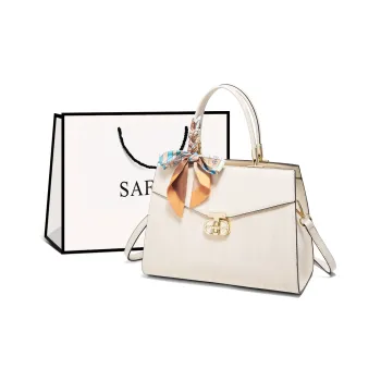 Safiya Split Cow Leather With Synthetic Leather Mom Handbag Regular Women's Black/Beige