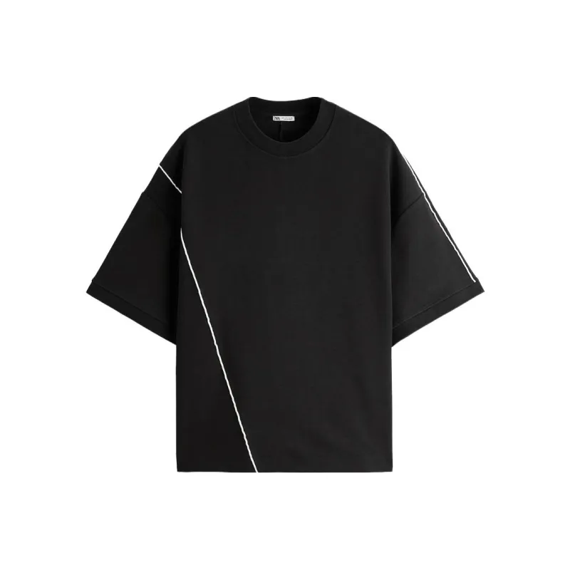 ZARA Drop Shoulder Sleeve T Shirt Men's Black-0
