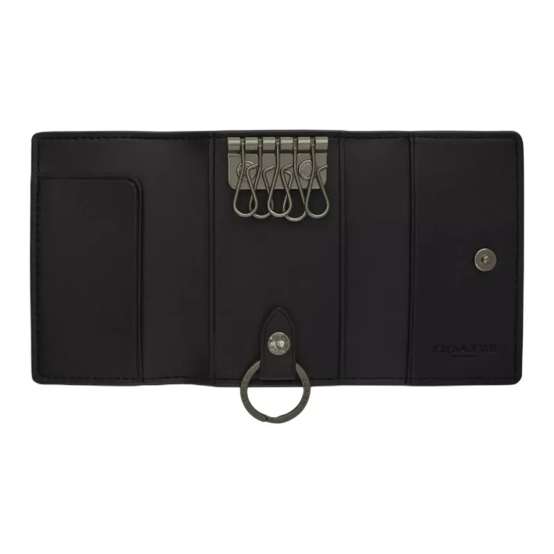 COACH Coated Canvas Key Pouch Mini Men's Black-1