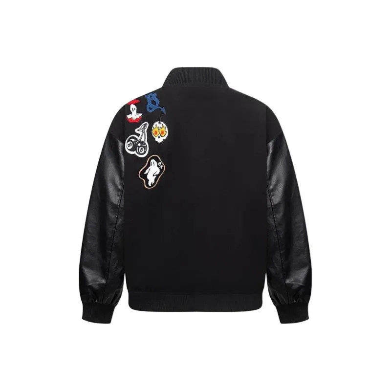 Luosamen Baseball Jacket Unisex Black-1