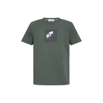 STONE ISLAND Logo Printed Crewneck T Shirt