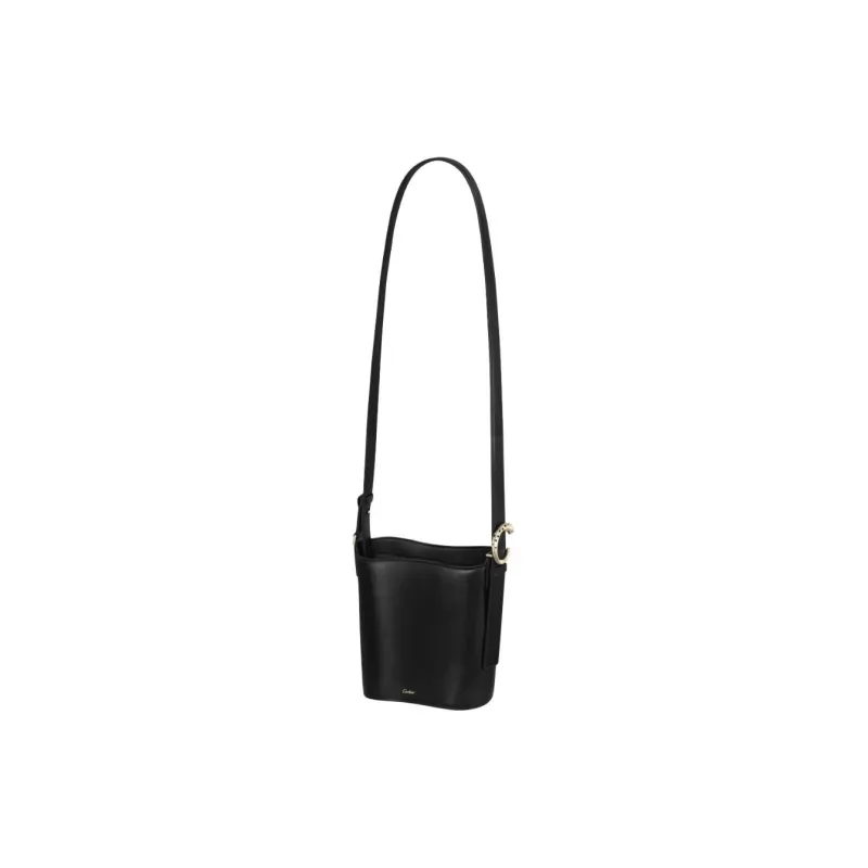 CARTIER Cow Leather Shoulder Bag Mini Unisex Black-1
