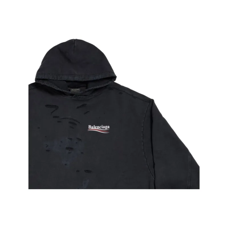 Balenciaga Logo Printed Distressed Hoodie-2