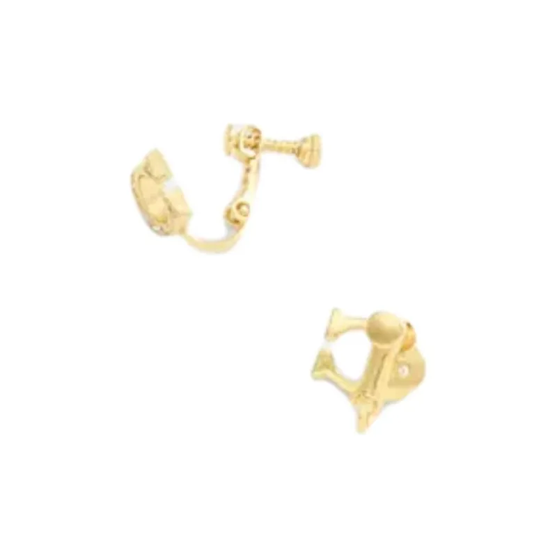 COACH Brass Plated, Glass, Cubic Zircon Clip On Earrings Women's Gold-1