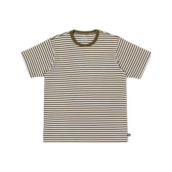 Dickies T Shirt Unisex White Dark Olive Green Stripes