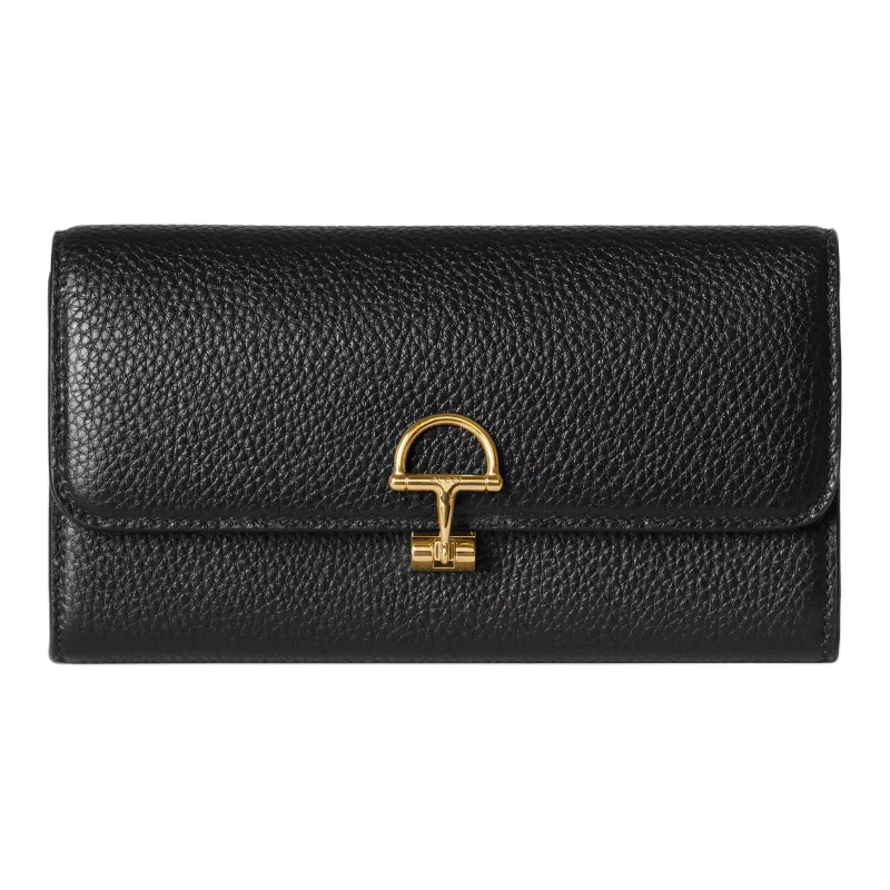 GUCCI Grain Leather Wallet Women's Black-0