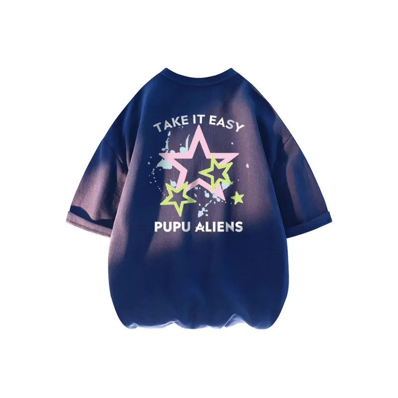 PUPU ALIENS Drop Shoulder Sleeve T-Shirt Unisex Black-10