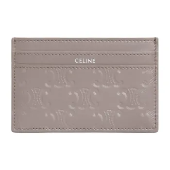 CELINE Triomphe Calfskin Card Holder Medium Size Men's Gray