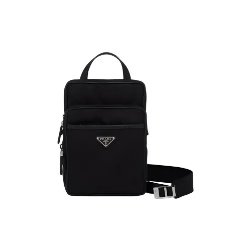 PRADA Patchwork Saffiano Leather Shoulder Bag Crossbody Bag Men's Black