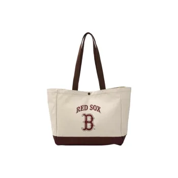 MLB Large Capacity Tote Bag Shopping Bag Shoulder Bags Unisex Red Brown & Cream