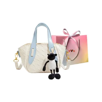 Yalu PU Handbag, Shoulder Bag, Crossbody Bag Women's Ecru/Light Yellow/Silver