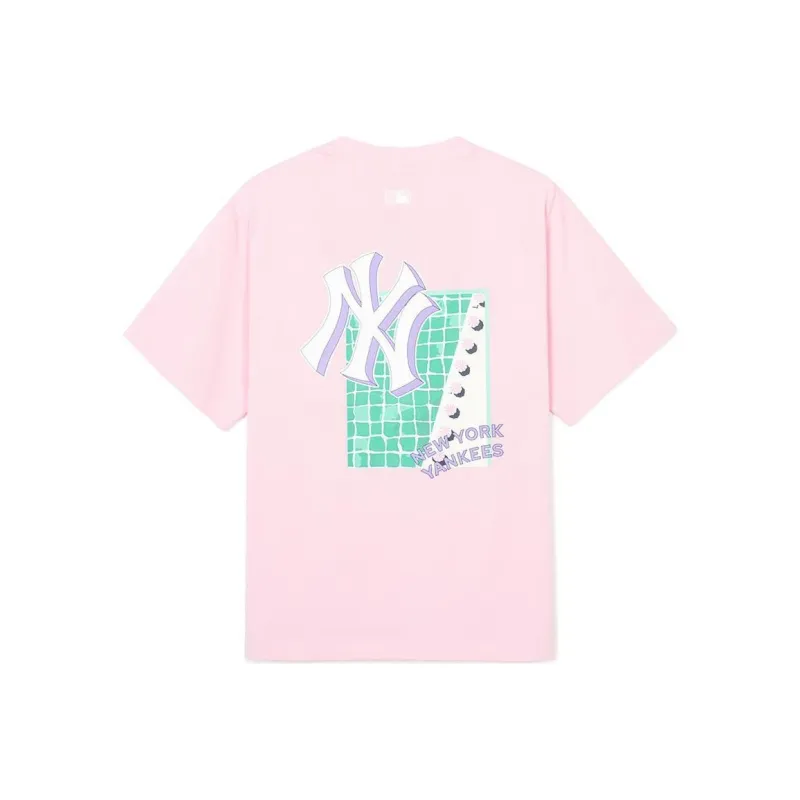 MLB New York Yankees T Shirts Unisex Light Pink-0
