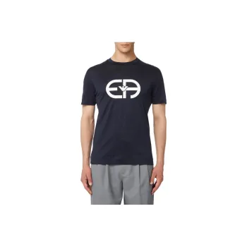 EMPORIO ARMANI Lyocell blend Jersey T shirt With Oversized Ea Logo