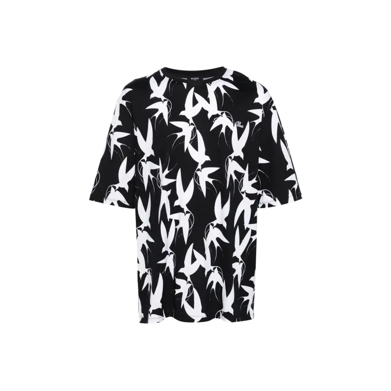 BALMAIN Bird Motif Printed Short Sleeved Shirt-0