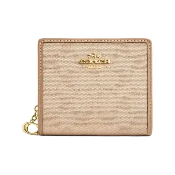 COACH Snap Wallet Signature Canvas Wallet Mini Women's Natural