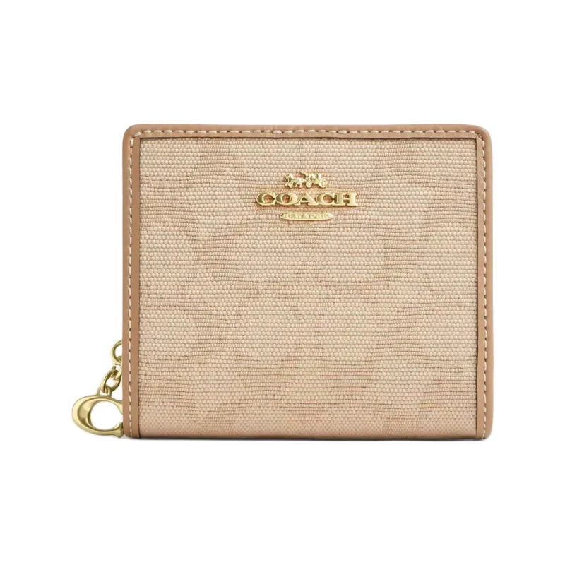COACH Snap Wallet Iconic Canvas Wallet Mini Women's Natural-0