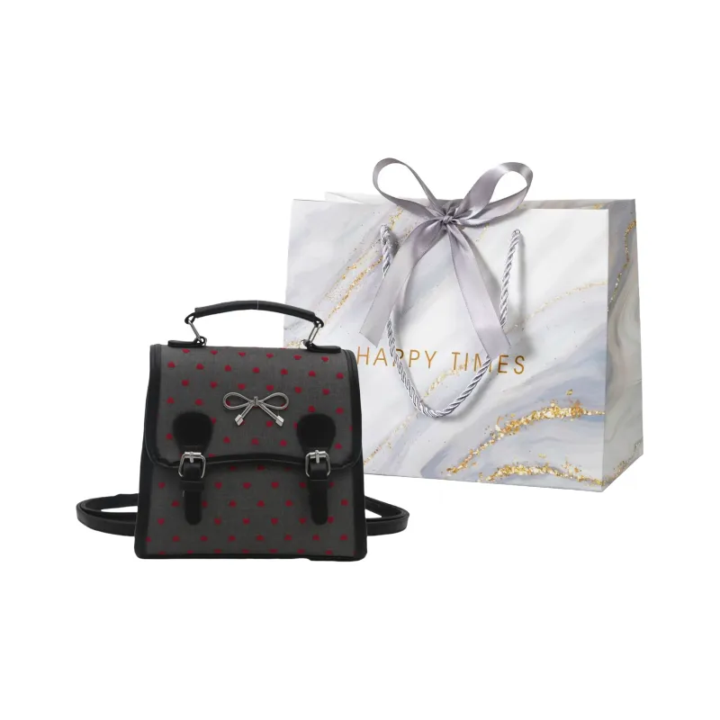 Miss Angel PU Crossbody Bag, Backpack Women's Pink/White/Brown-3