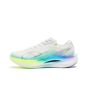 QIAODAN Strong Wind 3.0 PRO Cushioned Slip Resistant Abrasion Resistant Low Top Sprint Running Shoes Men's White Green