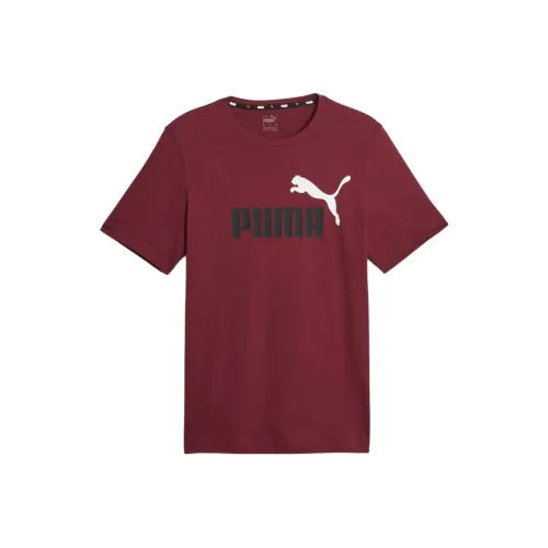 PUMA T-shirt Essentials+ 2-Colour Logo Homme T-Shirt Men's Burgundy