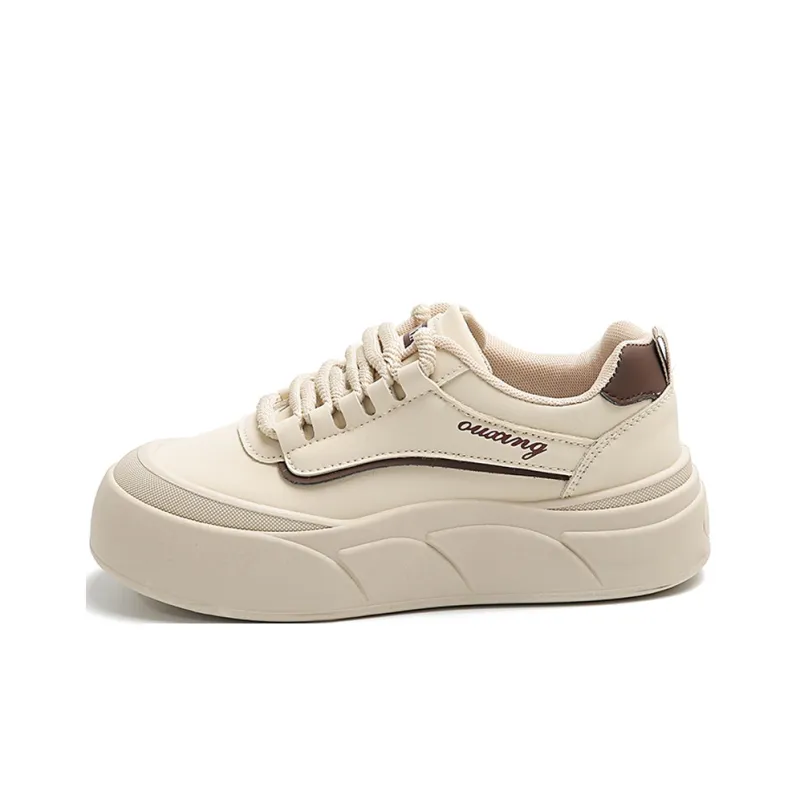 BBMTR Skateboard Shoes Women's Low Top White Blue/Khaki-5