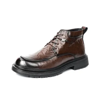 PLO CART Men's Casual Shoes Men Mid Top Black/Brown