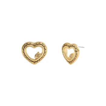 COACH Brass, Glass, Cubic Zircon, Titanium Stud Earrings Women's Gold
