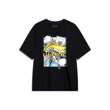 LINING T Shirts Men Black Loose Fit, Consider 1 Size Up