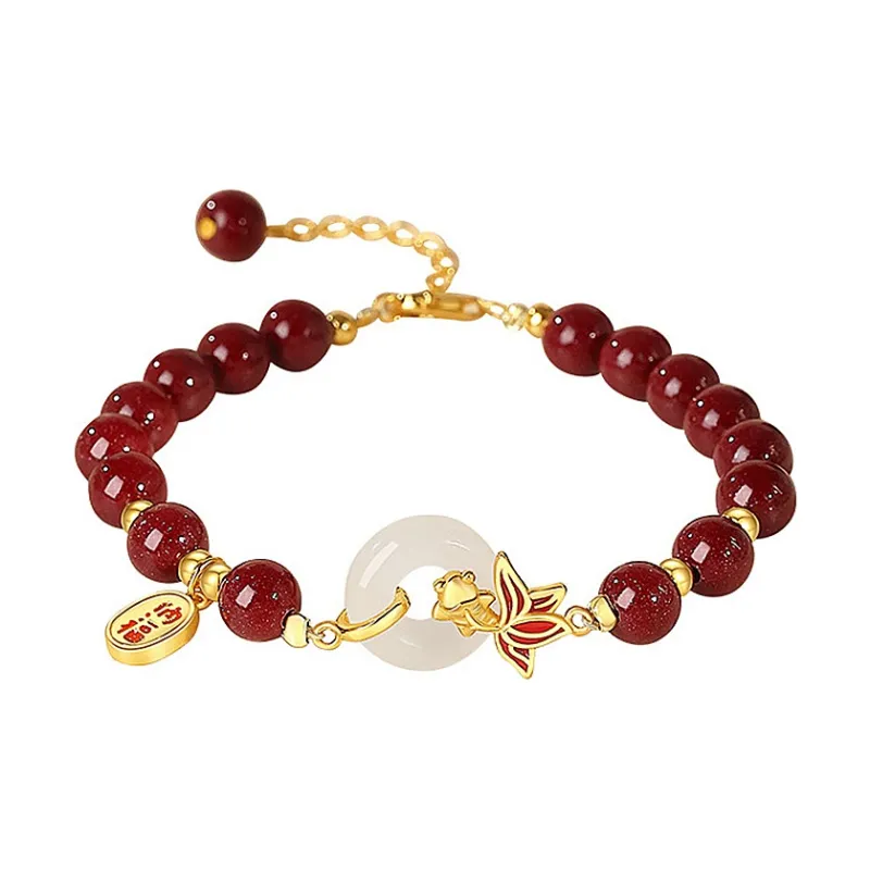 ZUIWENGLANGYASHANWENCHUANG Reconstructed Cinnabar Bracelets Unisex-0