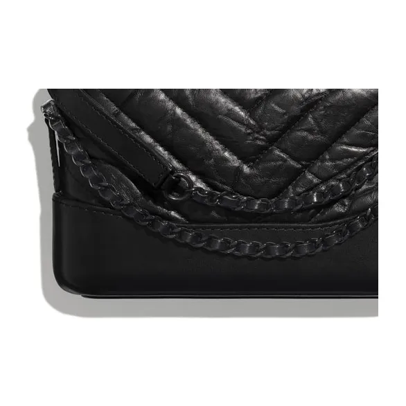 CHANEL GabrielleSo Black Calfskin Hobo Bag, Shoulder Bag, Crossbody Bag Mini Women's Black-5