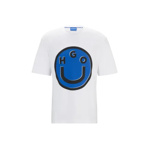 HUGO BOSS Cotton-Jersey T-Shirt With Happy Logo Artwork T-Shirt Unisex White