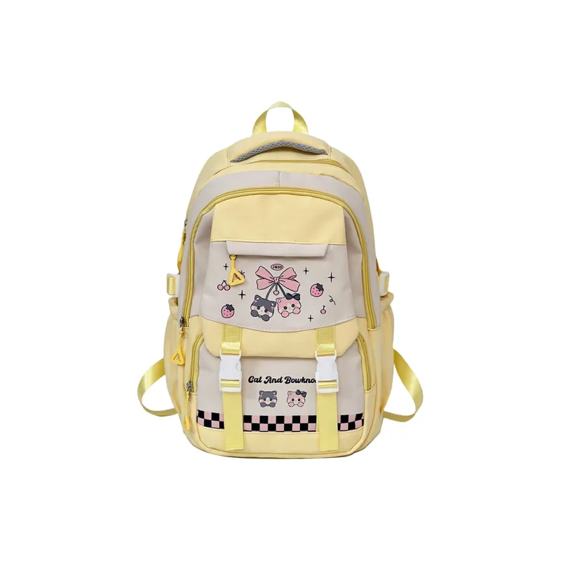 Deli Bear Nylon Backpack Women's Pink/Blue/Black/Yellow/Purple-11