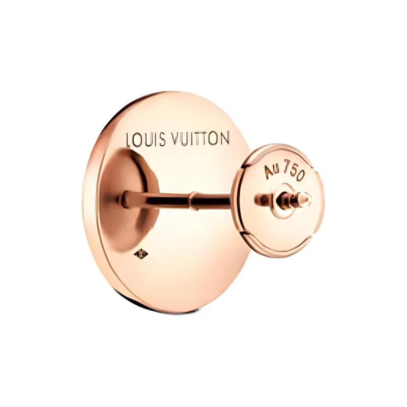 LOUIS VUITTON 18K Rose Gold, Mother Of Pearl Stud Earrings Women's Pink-1