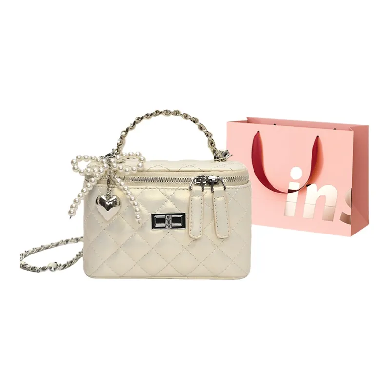 WHEELY BABY+ PU Box Bag Handbag Shoulder Bag Crossbody Bag Women's Black Yellow White Pink Pearl White Pearl Pink-14