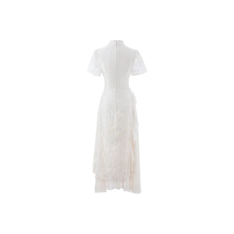 SYEEE WITH U Short Sleeved Dress Women's Apricot-1