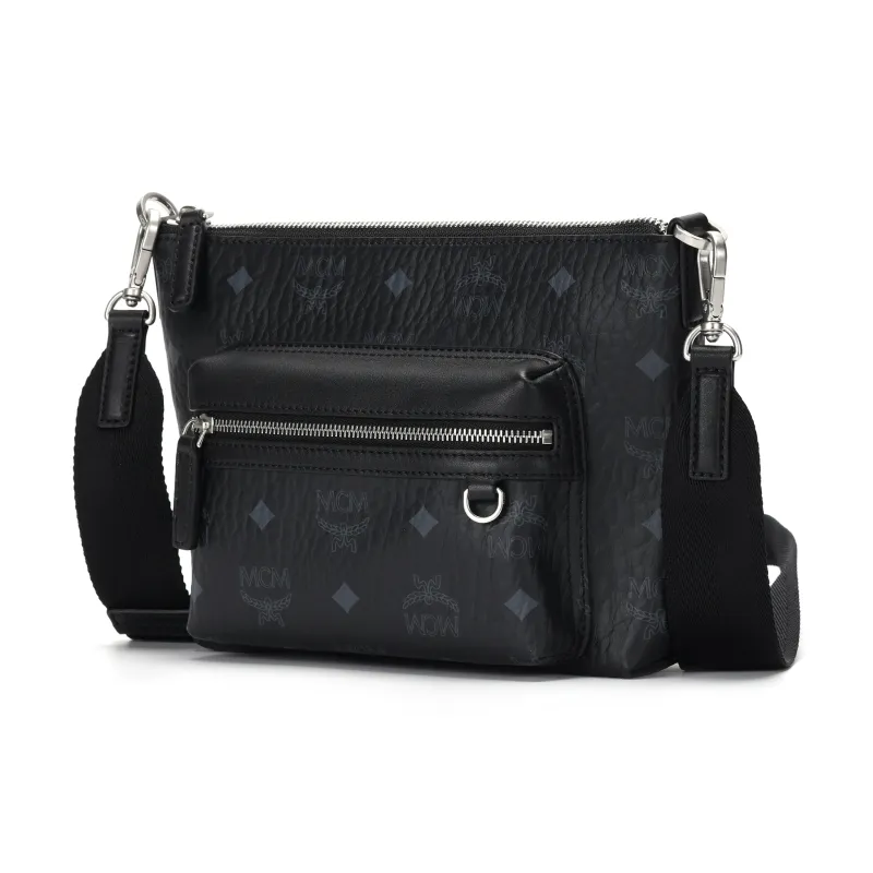 MCM Aren Visetos Letter Combination Canvas Crossbody Bag Trumpets Women's Black-1