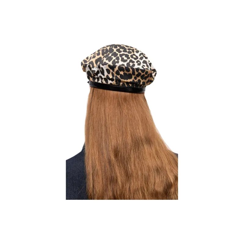 GANNI Leopard Print Asymmetric Beret-1