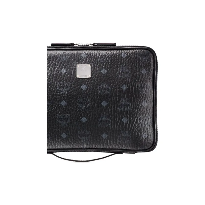 MCM Essential Visetos Origina Nylon Fabric Clutch Small Size Women's Black-3