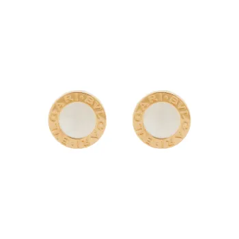 BVLGARI 18K Rose Gold, Mother Of Pearl Stud Earrings Unisex
