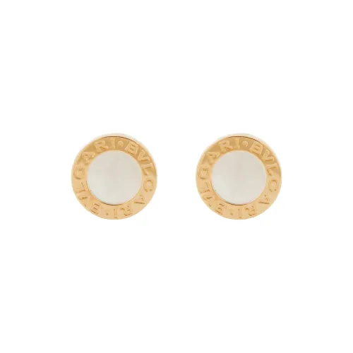 BVLGARI 18K Rose Gold, Mother Of Pearl Stud Earrings Unisex