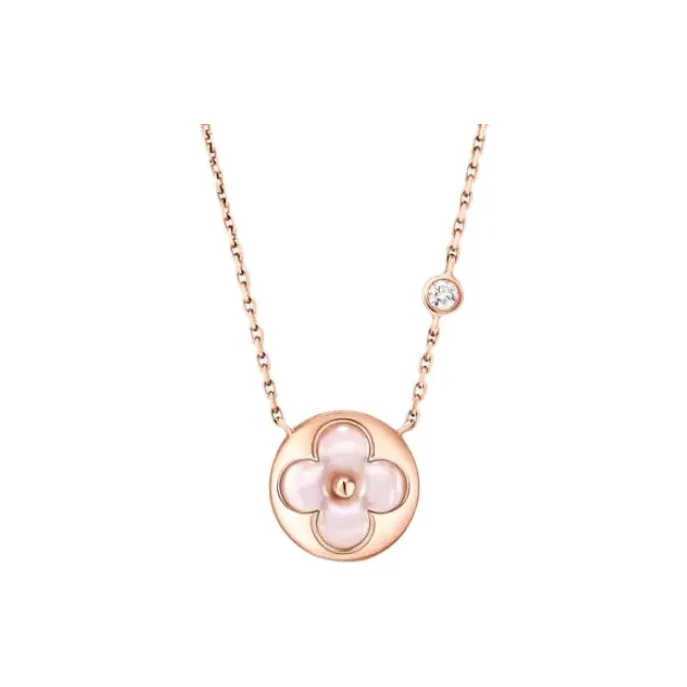 LOUIS VUITTON 18K Rose Gold, Mother Of Pearl, Diamond, Gemstone Necklaces Unisex Pink-1