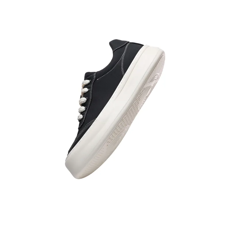 CEDAR HAN Breathable Lightweight Cushioning Low Top Canvas Shoes Men's Black-2
