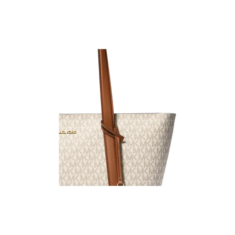 MICHAEL KORS Coated Canvas Tote Bag, Shopping Bag, Shoulder Bag, Crossbody Bag, Handbag Large Size Women's White-3