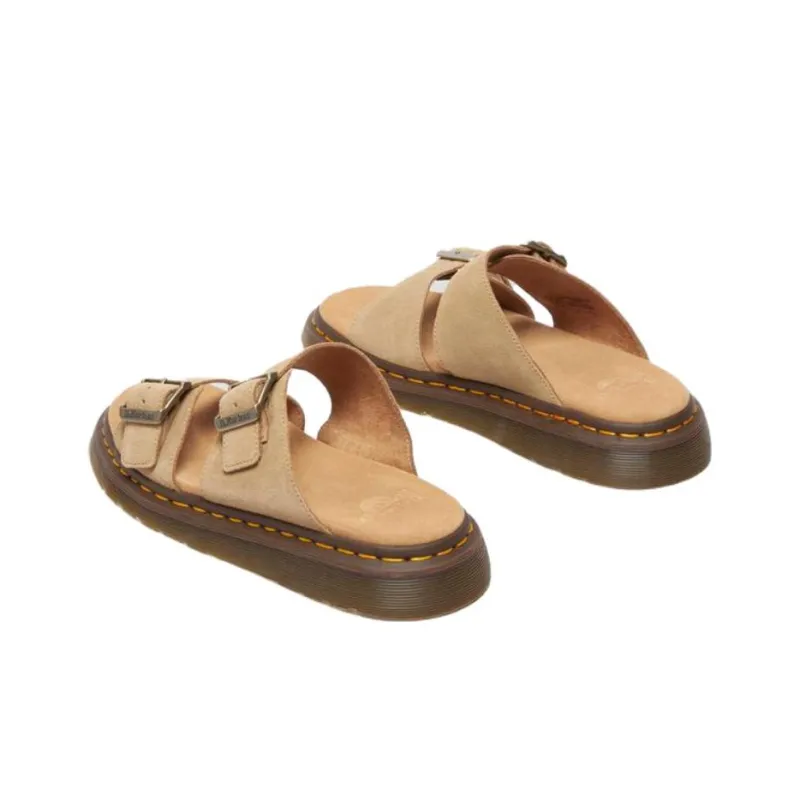 Dr. Martens Josef Suede Slide Sandals Savannah Tan Bronx Suede-3