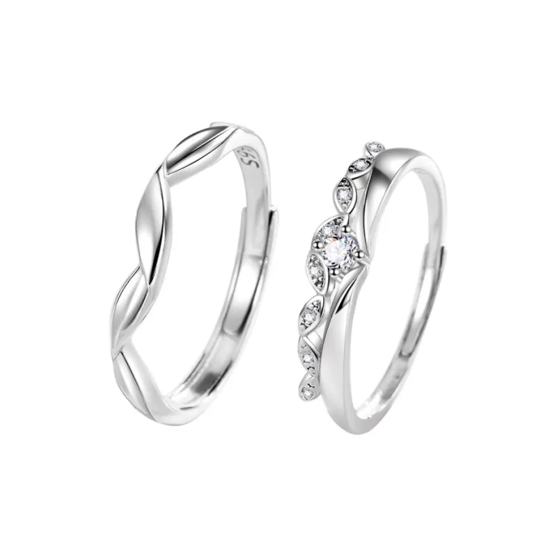 UTD S999 Fine Silver With Zircon Rings Unisex-0