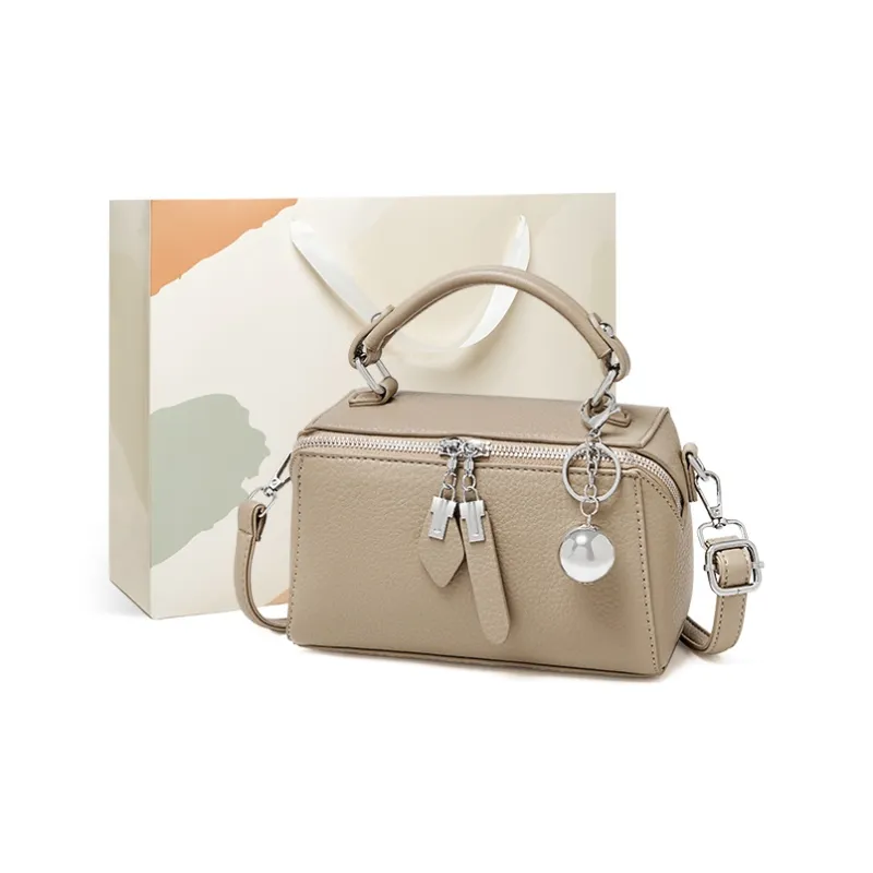 15 MINS Synthetic Leather Box Bag, Handbag, Crossbody Bag, Shoulder Bag Regular Women's Black Khaki Coffee-5