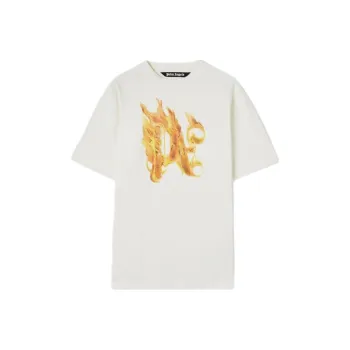 PALM ANGELS Burning Monogram Print T Shirt