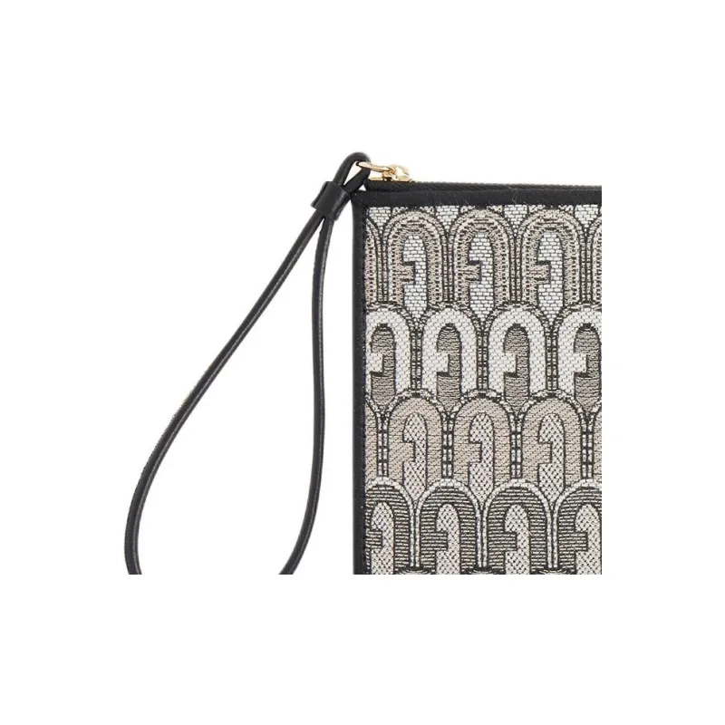 Furla Opportunity Jacquard Fabric Clutch Women's Black & Multicolor-3