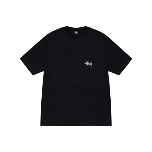 Stussy Ribbed Letter Print Cotton Pullover T Shirt