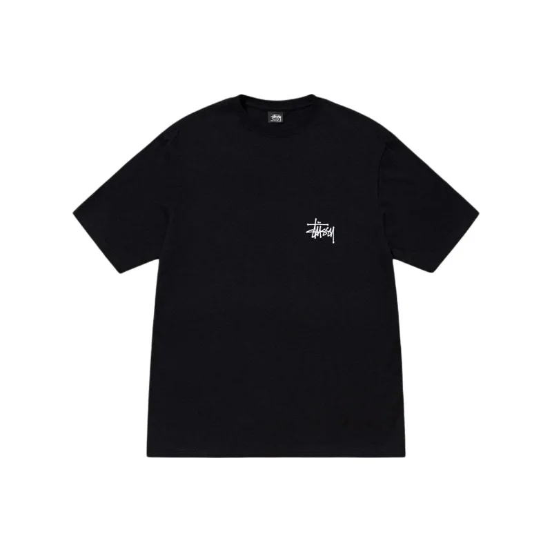 Stussy Ribbed Letter Print Cotton Pullover T-Shirt-0